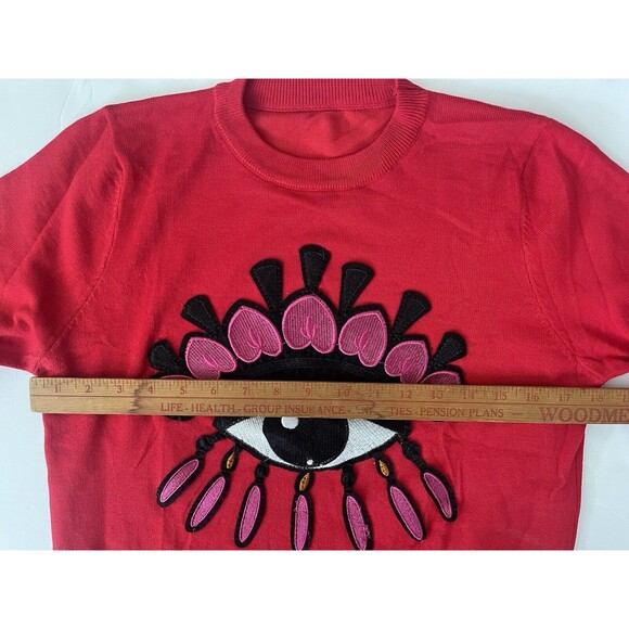Red Embroidered Eye Motif Sweatshirt And Pants With Pockets Size Small No Tags - Picture 3 of 14